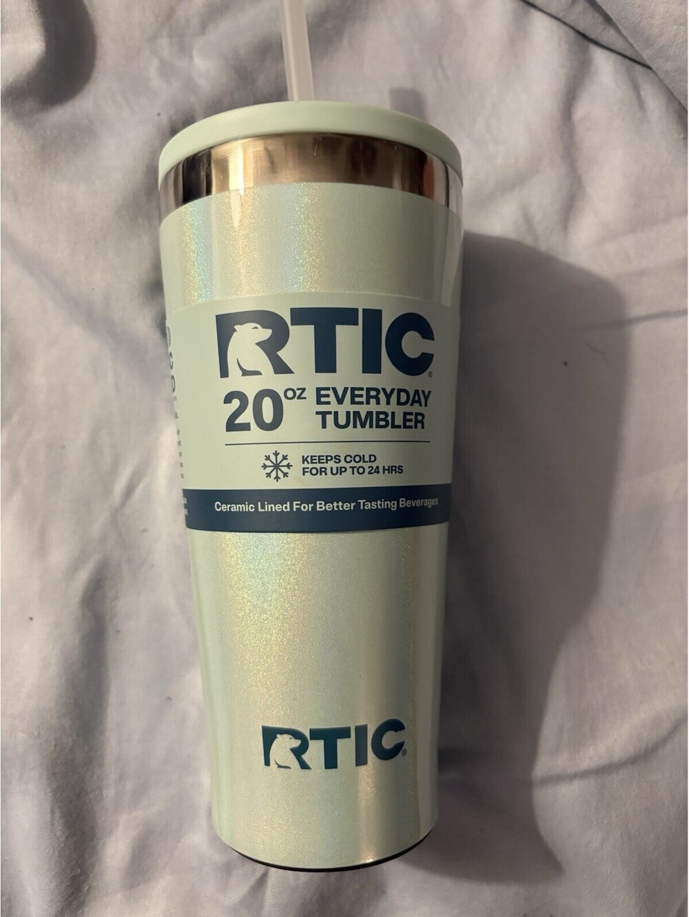 RTIC 20 OZ CERAMIC LINED EVERYDAY TUMBLER COLD STRAW LID COOL MINT